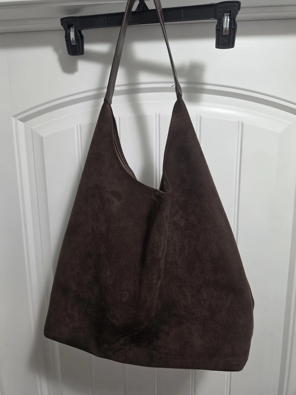 Dark Brown Suede Shoulder Hobo Bag